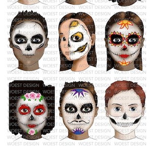 Set suikerschedels DIGITAL DOWNLOAD - Ontwerpbord schminken
