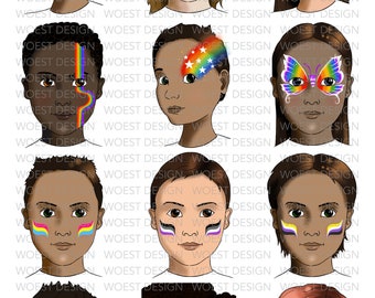 Pride illustrative style DIGITAL DOWNLOAD - Face paint design board schmink bord