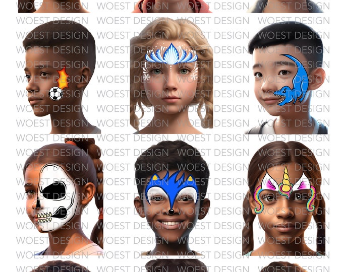 Basic Face Paint Menu A DIGITAL DOWNLOAD - Face Paint Design Board Face ...
