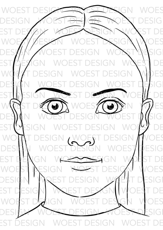 Blank line art template set a digital download - face paint design ...