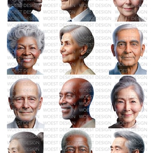 Elderly / older faces realistic style DIGITAL DOWNLOAD Face paint design board image 1