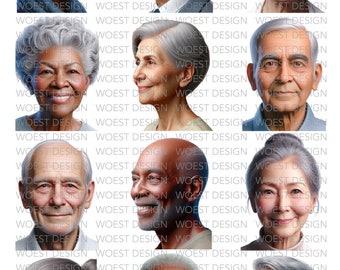 Elderly / older faces realistic style - DIGITAL DOWNLOAD - Face paint design board