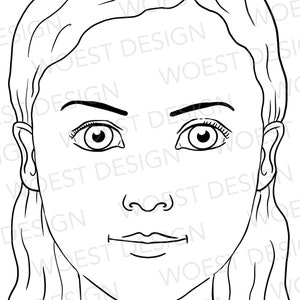 Blank line art template set A DIGITAL DOWNLOAD Face paint design board Face painting template board menu designs image 2