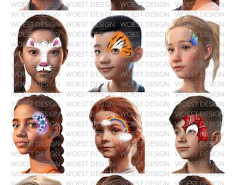 Fast designs / line buster set realistic style DIGITAL DOWNLOAD - Face paint design board
