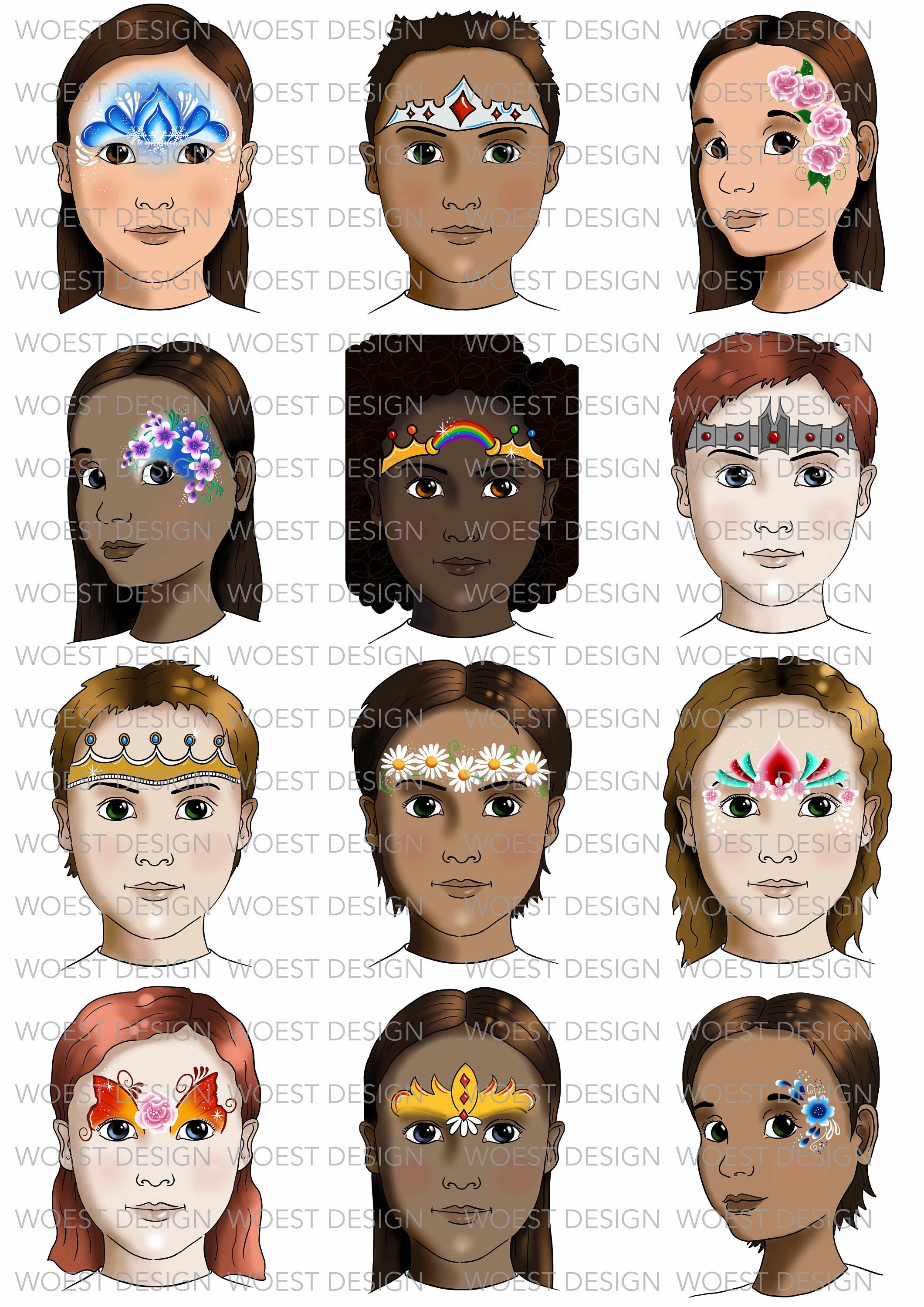 Textures and Scales Face Paint Stencil Pack Reusable Stencils