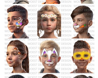 Conjunto de Pascua estilo realista DESCARGA DIGITAL - Tablero de diseño de pintura facial