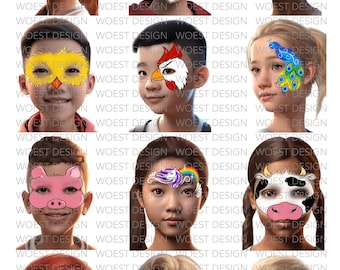 Farm set facepainting DIGITAL DOWNLOAD - Face paint painting design board template menu designs Digital download