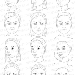 Conjunto de plantillas de arte de línea en blanco UNA DESCARGA DIGITAL Tablero de diseño de pintura facial Diseños de menú de tablero de plantillas de pintura facial imagen 1