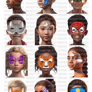 Basic Set A realistic style DIGITAL DOWNLOAD - Face paint design board Face painting template board menu designs Digital download