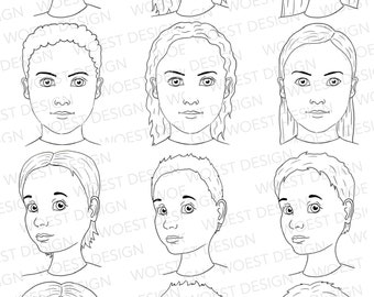 Set di modelli di arte lineare vuota B DOWNLOAD DIGITALE - Pannello di progettazione per pittura facciale Pannello di progettazione di modelli per pittura facciale Menu Design Download digitale