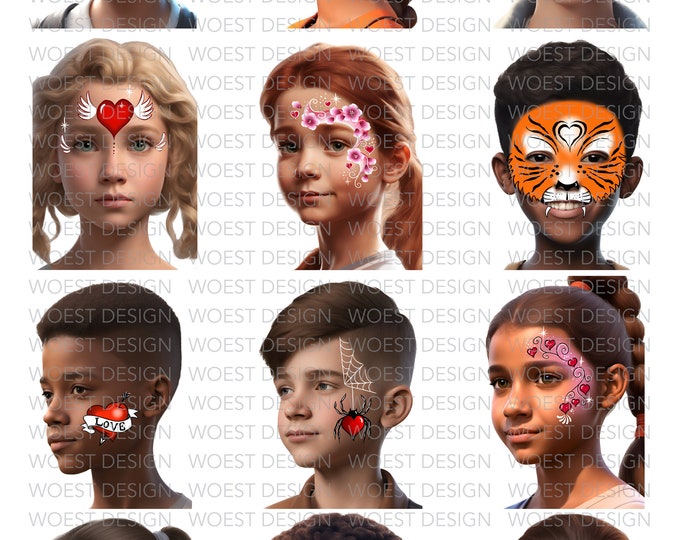 Basic Set A DIGITAL DOWNLOAD - Face Paint Design Board Face Painting ...