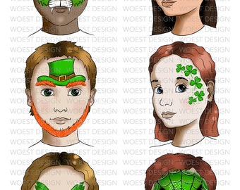 Saint Patrick's Day set DIGITAL DOWNLOAD - Face paint design board Face painting template board menu designs Digital download