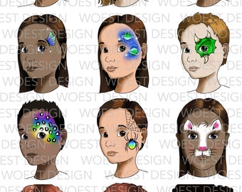 Fast designs / line buster set DIGITAL DOWNLOAD - Face paint design board