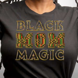 Black  Magic Mom Kente Cloth Women&#39;s Midweight Cotton Tee