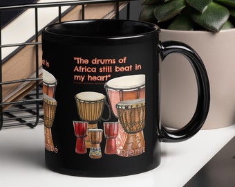 Djembe  Africa  jembe  mug  bongo drummer Black Glossy Cup