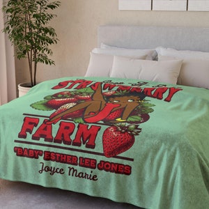 Betty Boop Strawberry Farm Personalized Throw Blanket - Soft Polyester