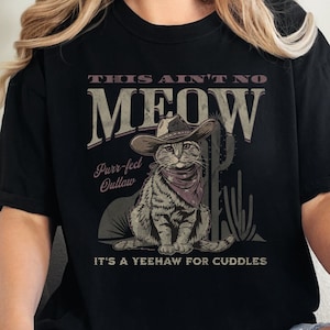 Western Cat Meow Cowboy T-shirt Tee, Cowcat Shirt, Cat Lover Gift  Cowboy Cat Shirt, Vintage Cowboy Shirt, Funny Cowboy Cat Shirt