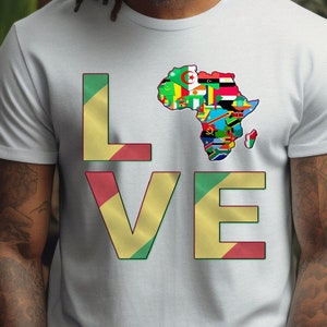 L O V E Liebe Afrika Karte Kente African Print Unisex T-Shirt