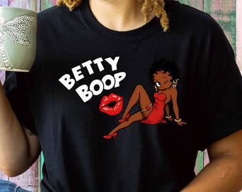 Black Betty Boop Retro Pinup Cartoon Tee | Vintage Graphic Shirt  retro