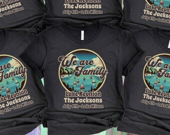 Gepersonaliseerd T-shirt voor een familiereünie aan het meer: Retro Kinfolk Tee
