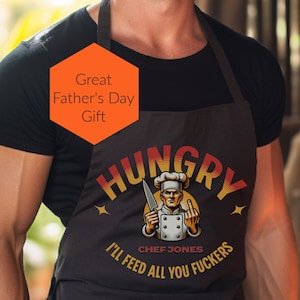 Funny Apron &quot;I&#39;ll Feed All You F*ckers&quot;, Gifts For Dad, BBQ Father&#39;s Day Gift, Dad Birthday Apron