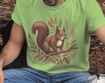 Cottagecore Squirrel T-shirt: Botanical Nature Print Tee