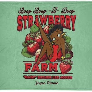 Betty Boop Strawberry Farm Blanket: Personalized Polyester Throw