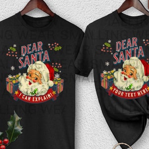 Personalisiertes Weihnachtsmann T-Shirt, benutzerdefinierte Weihnachts Pyjama-Oberteil, festliches Feiertags-Shirt, individuelles Geschenk für Weihnachten