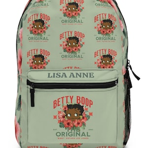 Betty Boop Backpack: Black Polyester Travel Rucksack