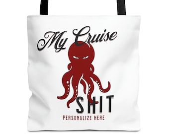 Travel Tote Bag with Red Octopus Design, Cruise Bag, Packing Organizer, Organization Essential, Travel Pouch(AOP)