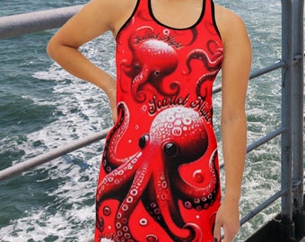 Scarlet Night Red Dress, Octopus Print, Cruise Ship Party Dress, Voyage  Inspired, Unique - Etsy Israel