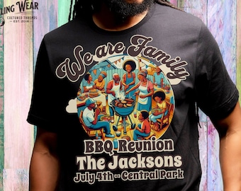 Retro Family BBQ Reunion T-Shirt: Personalized Kinfolk Party Tee