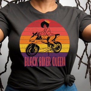 Black Biker Queen T-Shirt: Woman Motorcycle Rider Gift