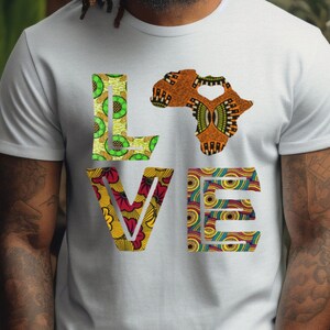 L O V E love AFrica Kente uniseks T-shirt met Afrikaanse print