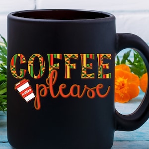 Mug Coffee Gift Kente Print African Graphics  Black Glossy Mug