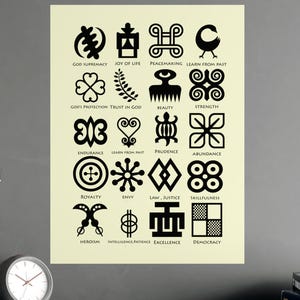 Adinkra Ghana West Africa Art Inspirational cream Matte Poster, Home Decor Wall Art, Motivational Gift for Office, Living Room, Classroom,