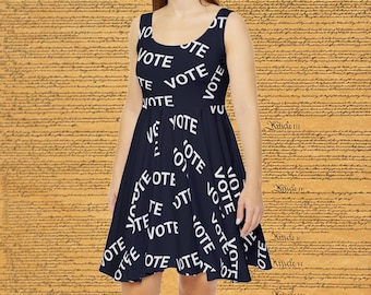 Vote Skater Dress: Debate Inspired All-Over Print Women's Dress