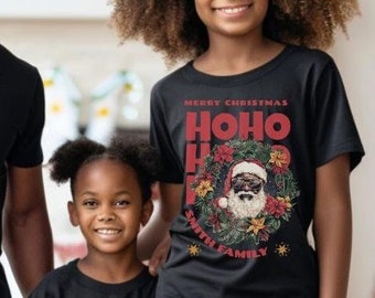 Camiseta familiar personalizada de Papá Noel para Navidad: pijama tropical a juego