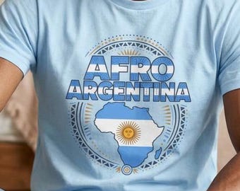 Afro Argentina Map Tee | Argentina Flag Silhouette T-Shirt