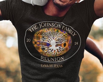 T-shirt personnalisé afrocentrique pour réunion de famille noire, imprimé Kente, rassemblement ethnique