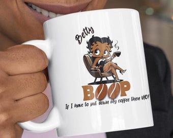 Betty Boop Coffee Mug: Chic Black Ceramic Cup, Coffee Lover Gift