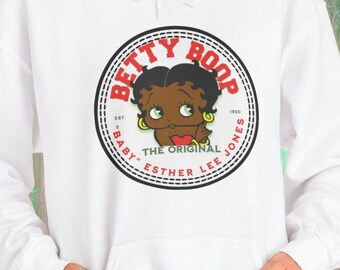 Svart Betty Boop Graphic Hoodie: Unisex Tröja i kraftig blandning