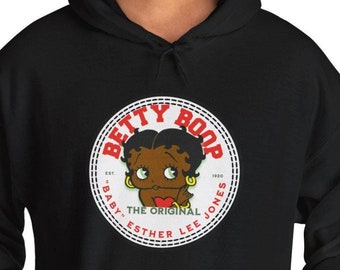 Svart Betty Boop-huvtröja: Unisex grafisk tröja