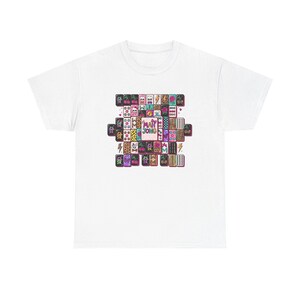 Mahjong Tile Collage Tee | Mahjong Tiles Pattern Shirt White