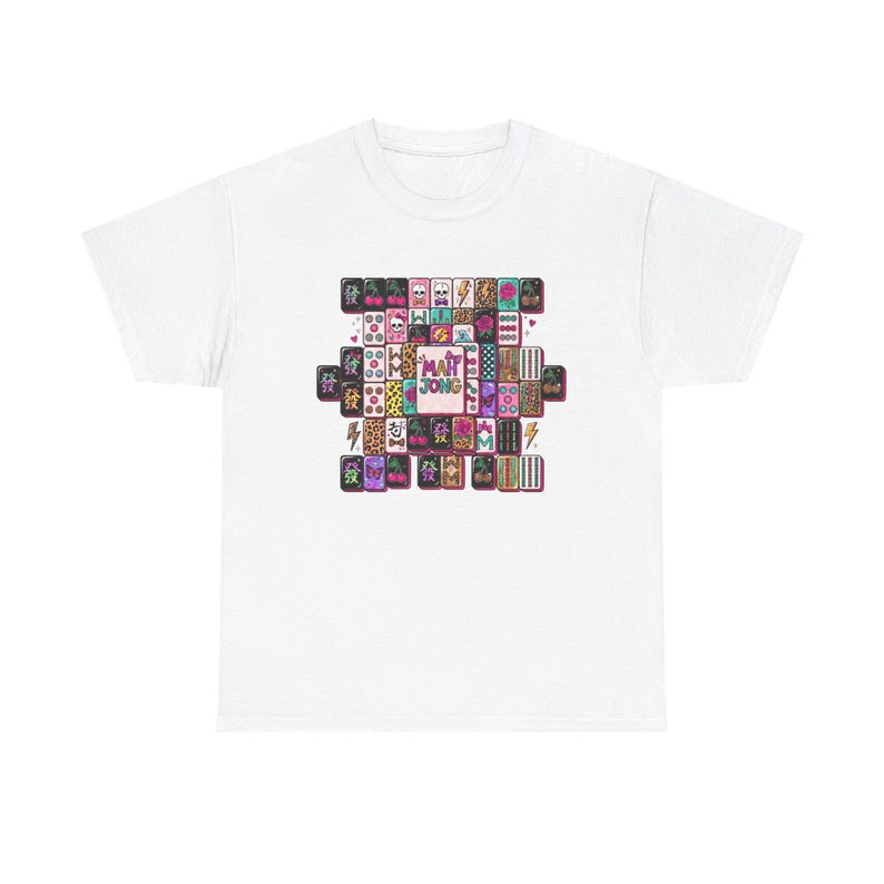 Mahjong Tile Collage Tee | Mahjong Tiles Pattern Shirt White