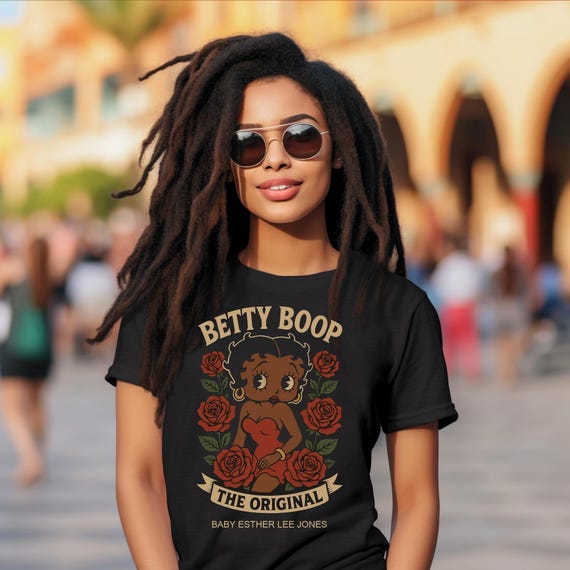 Black Betty Boop Floral T-Shirt: Retro Graphic Unisex Tee