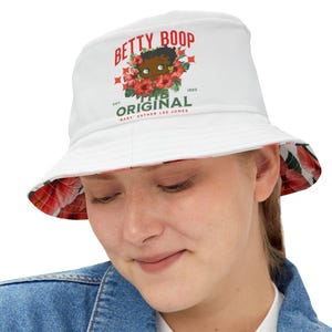 Personalized Black Betty Boop Bucket Hat - Baby Esther Lee Jones, Floral Design, Customizable, Vintage Cartoon Character Gift, Retro
