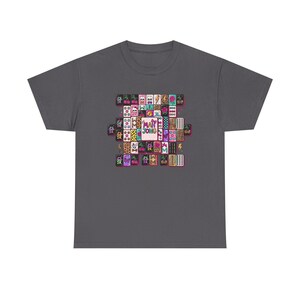 Mahjong Tile Collage Tee | Mahjong Tiles Pattern Shirt Charcoal