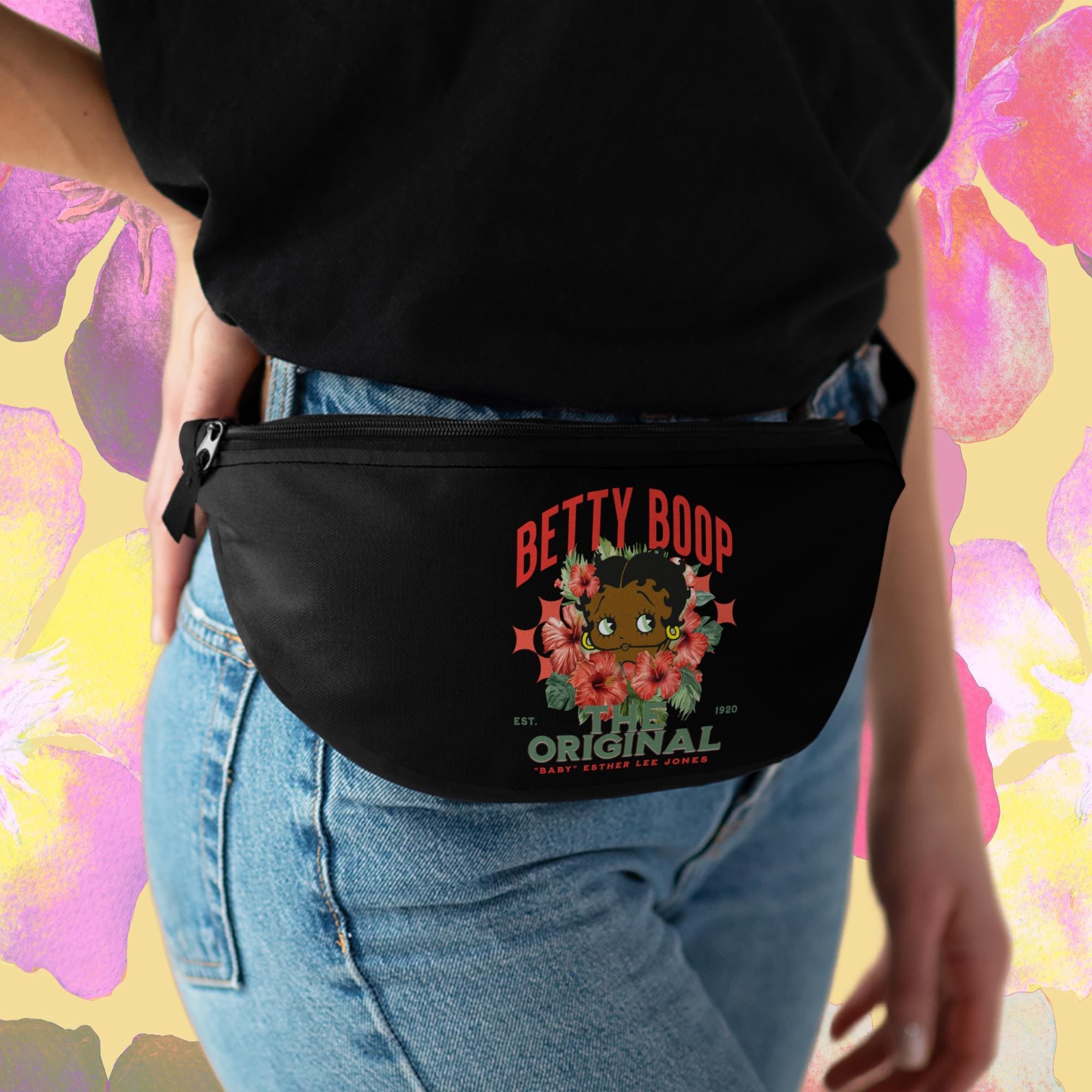 Black Betty Boop  Personalized Fanny Pack, Original Design, Baby Esther Lee Jones Inspired, Waist Bag, Hip Bag, Chic Fashion Accessory