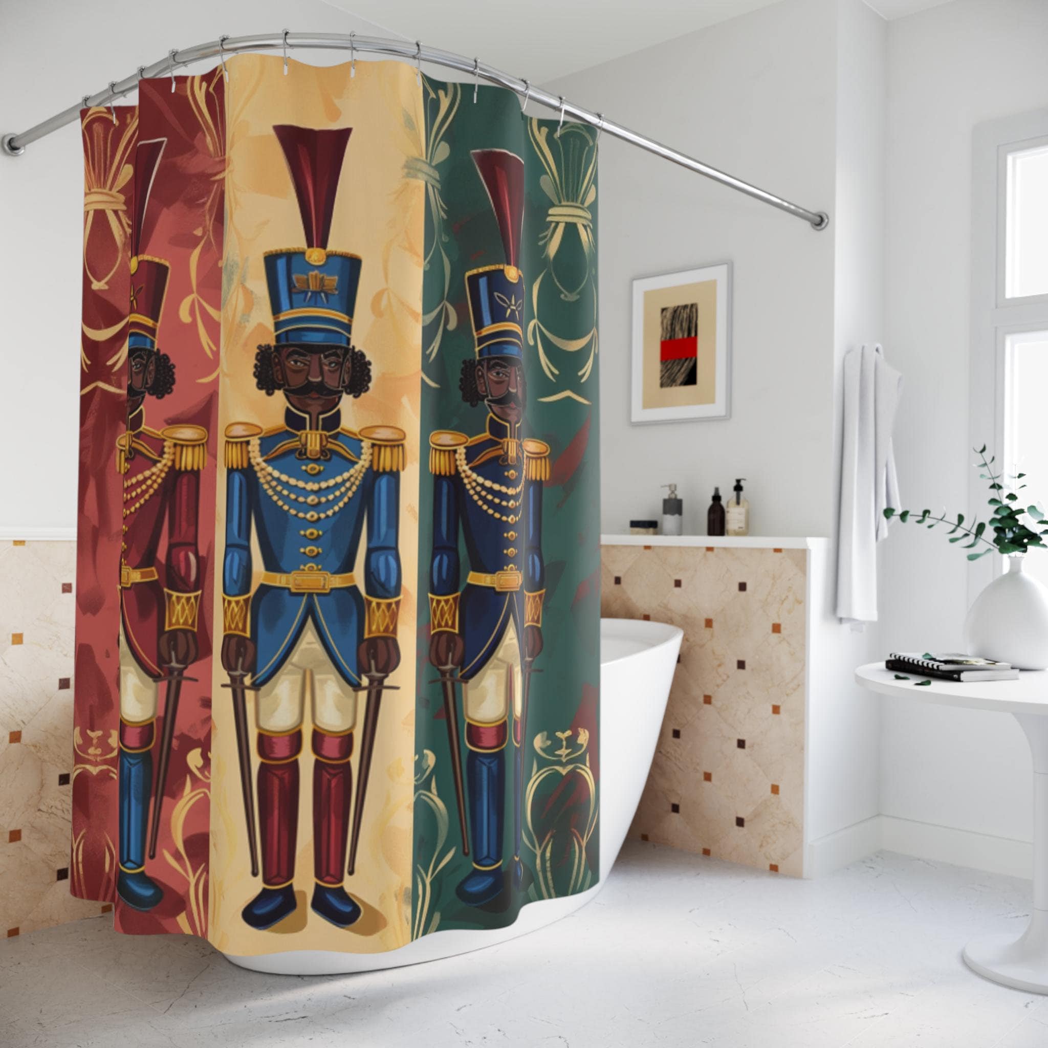 Black Nutcracker Shower Curtain: Festive Christmas Bathroom Decor